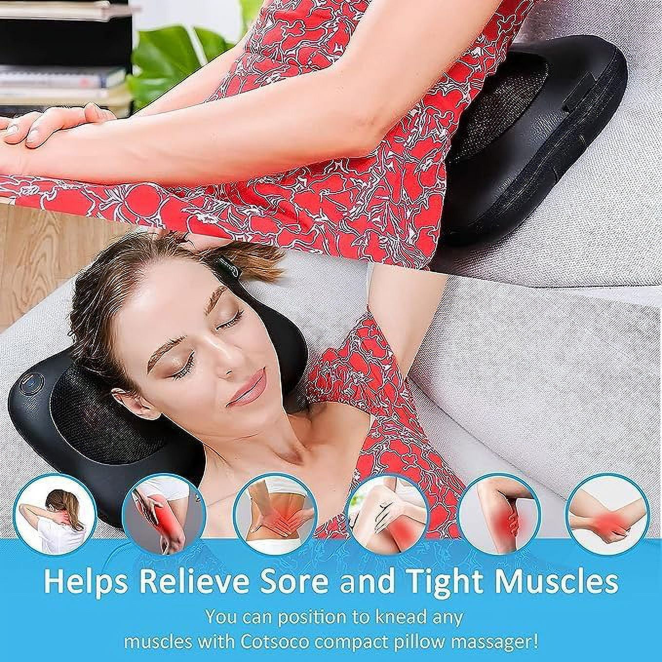Neck and Back Massager with Heat,Deep Tissue Massage Pillow with 3D Kneading,Electric Shiatsu Back Massager
