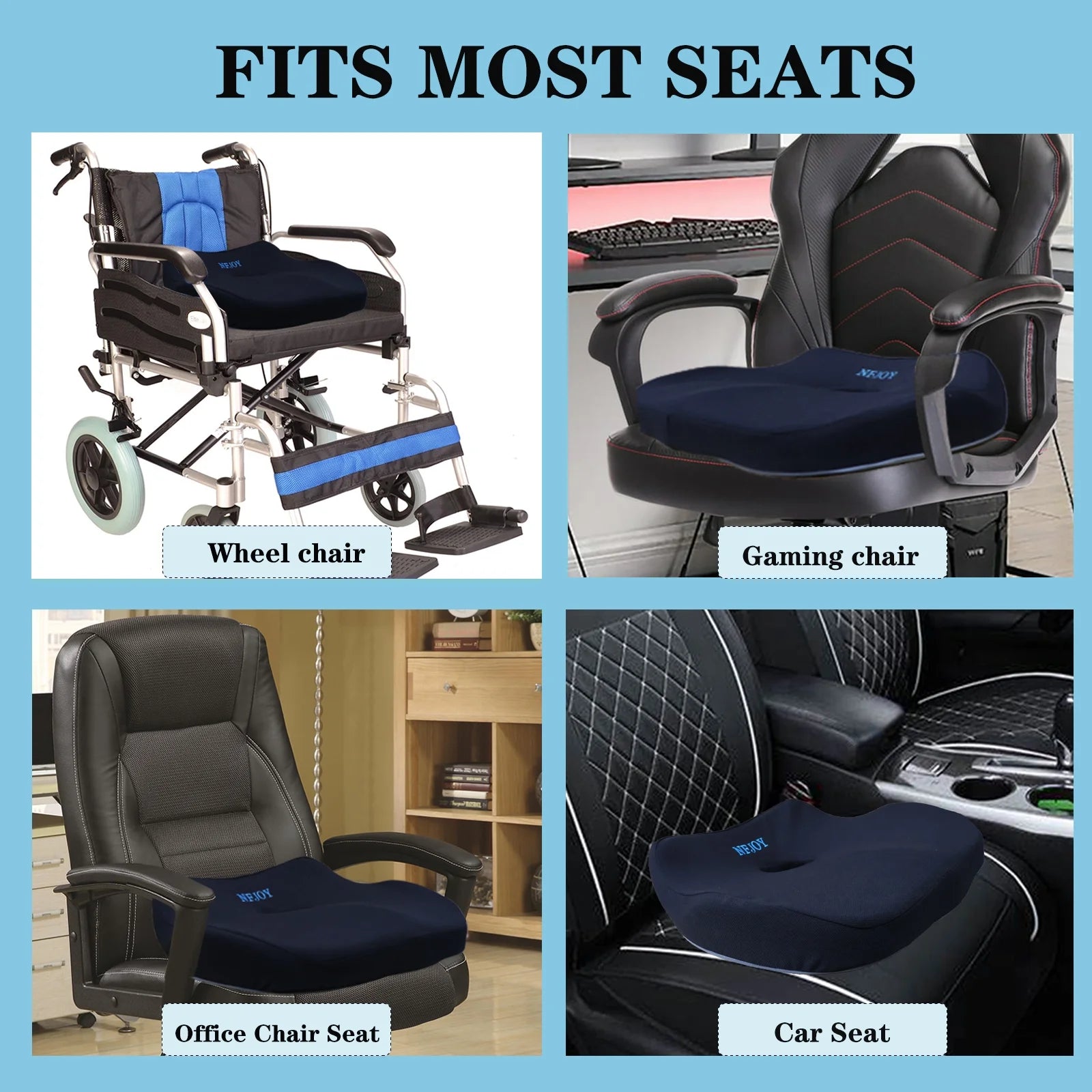 Ergonomic Donut Pillow for Tailbone Pain, Office Chair, Car Seat, Hemorrhoid, Memory Foam Cushion