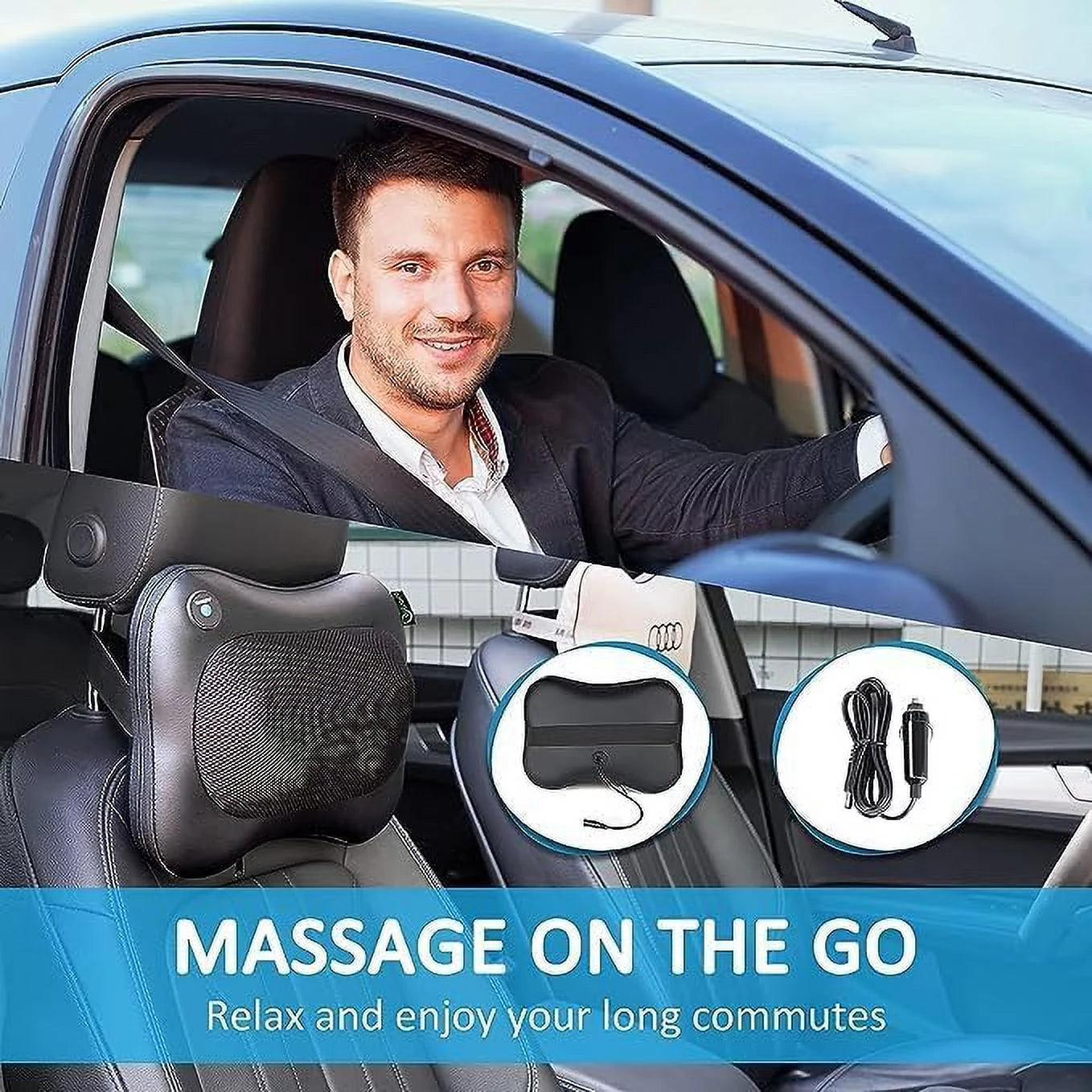 Neck and Back Massager with Heat,Deep Tissue Massage Pillow with 3D Kneading,Electric Shiatsu Back Massager