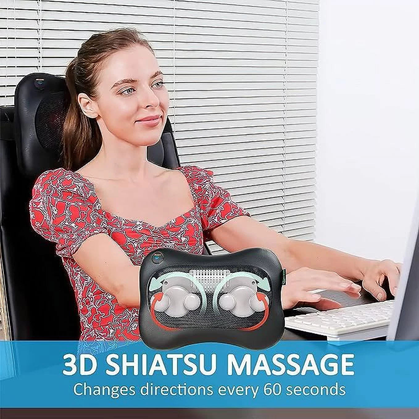 Neck and Back Massager with Heat,Deep Tissue Massage Pillow with 3D Kneading,Electric Shiatsu Back Massager
