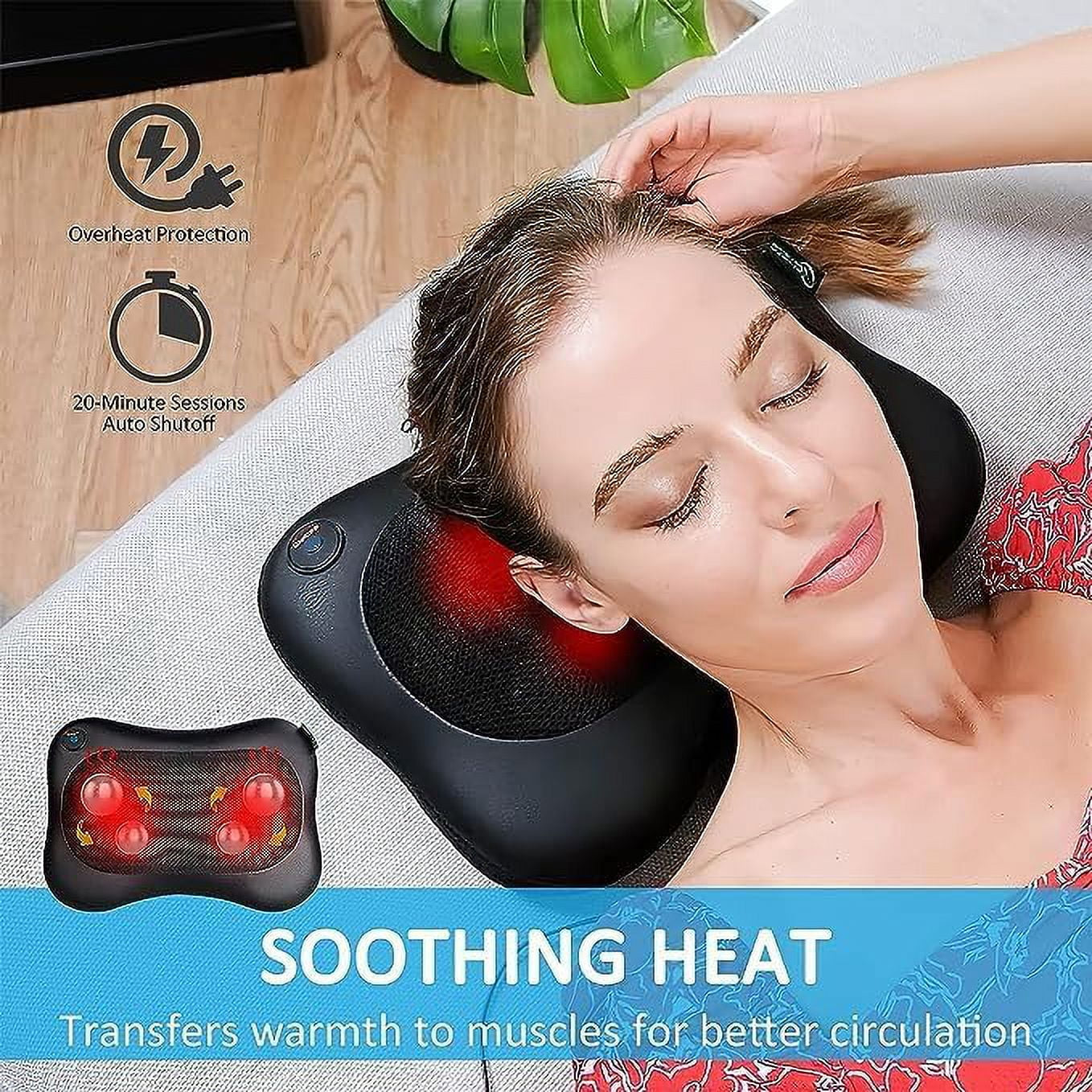 Neck and Back Massager with Heat,Deep Tissue Massage Pillow with 3D Kneading,Electric Shiatsu Back Massager