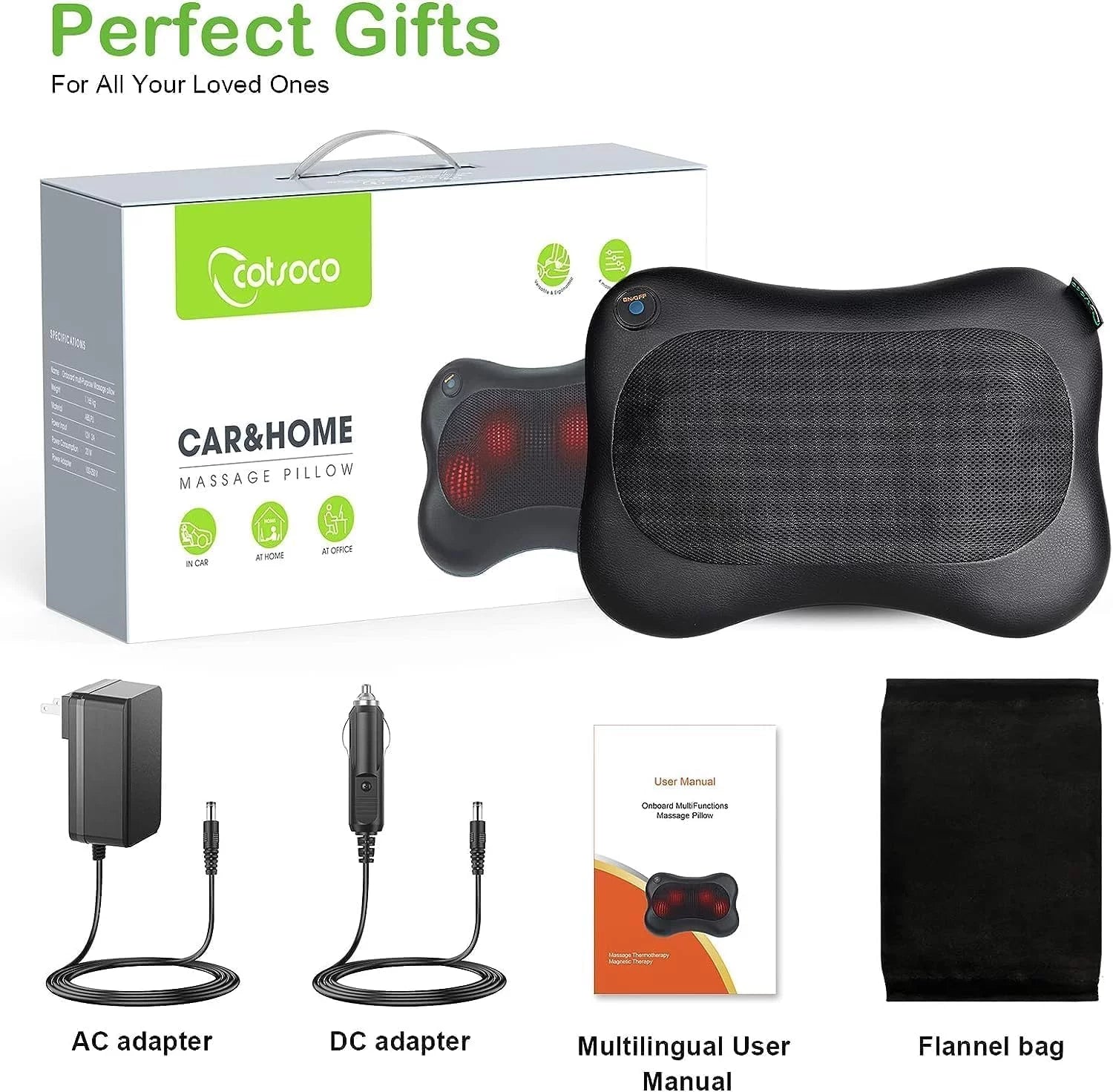 Neck and Back Massager with Heat,Deep Tissue Massage Pillow with 3D Kneading,Electric Shiatsu Back Massager